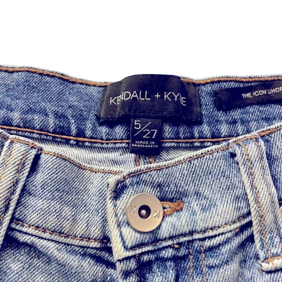 Kendall & Kylie Blue Jean Shorts Distressed Raw Hem - Picture 2 of 3